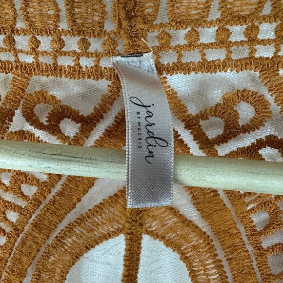 Jardin Elbow Sleeve Kimono Sheer Embroidered Orange Cardi Shawl One Size - Picture 2 of 3